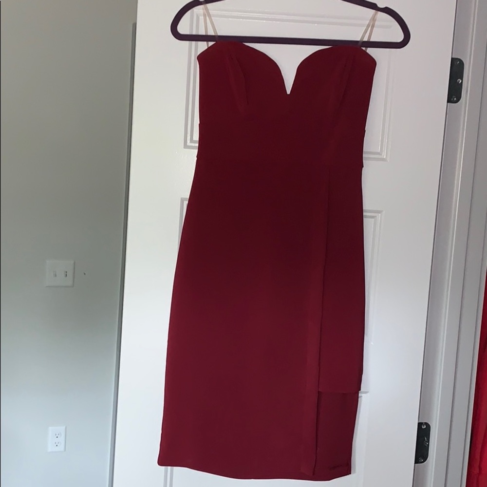 Ruby red (w/a hint of maroon undertone) strapless